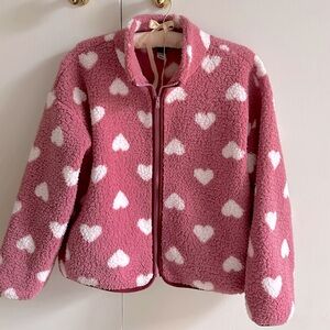 Cozy Pink Heart Kids Zip Up